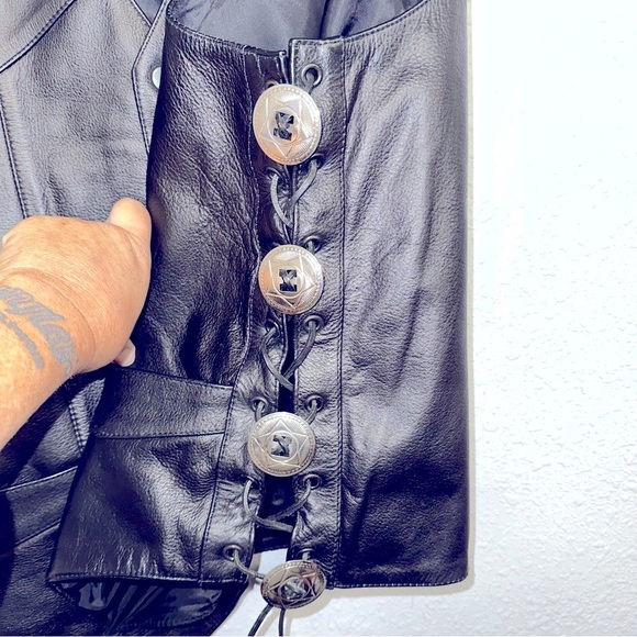 Men’s leather motorcycle riding vest sz 44 - Picture 4 of 7